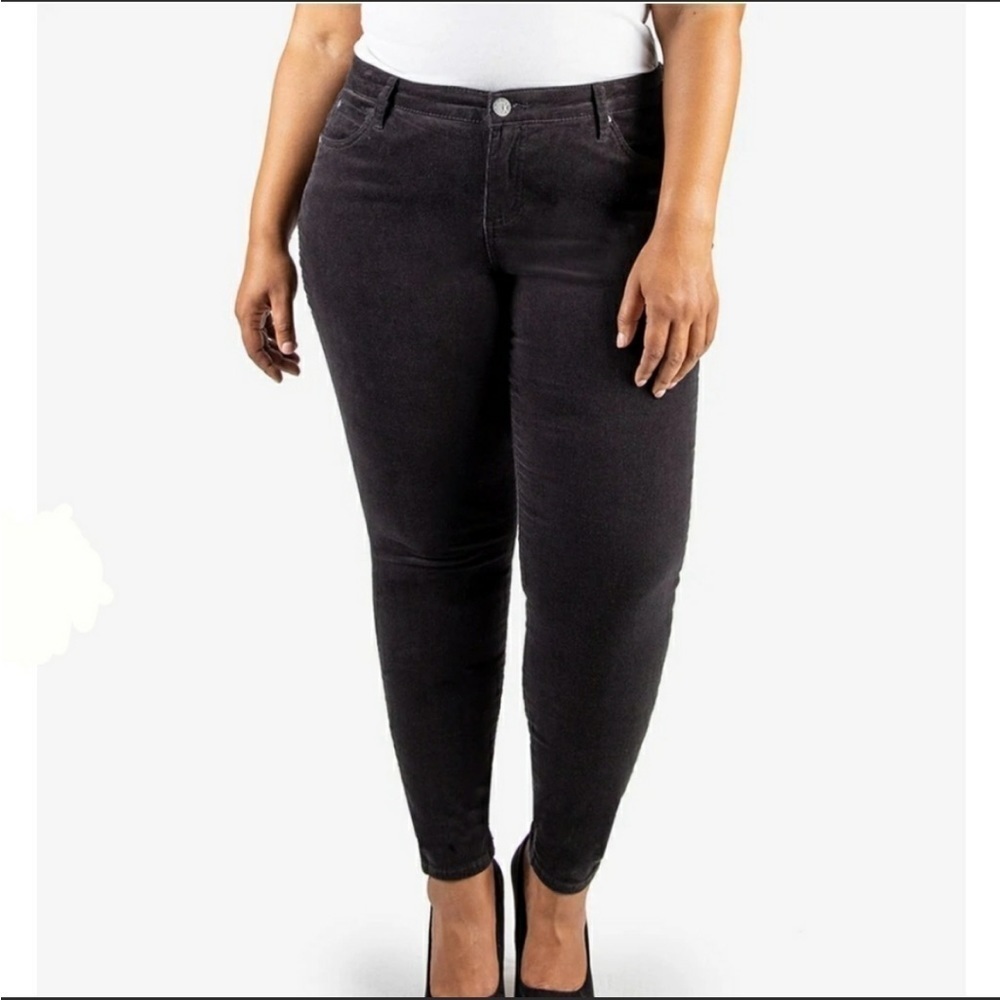 Kut from the Kloth Diana Skinny Corduroy Pants in Charcoal Gray - 20W​​​​​​​​